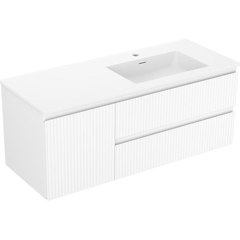 Mexen Rivel Badezimmerschrank 120 cm mit Waschbecken Otis rechts, 2S, 1D, geriffelt, weiß matt - 91A23-12047-3-BBFFF01-W18P01 (1/5)