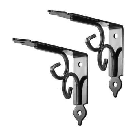 BUNTHAUS 2 Pièces Équerre pour Étagere Murale, Supports Étagère Murale, Triangulaires 90 Degrés Équerre de Fixation, Support Angle Métal pour Étagère de Livres, Cuisine Noir (1/5)