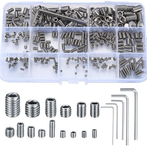 Vis Sans Tête Hexagonale - Acier Allié M2.5 M3 M4 M5 M6 M8 - Pour Poignées De Porte Robinets Supports - 300 Pièces Avec 5 Clés Allen