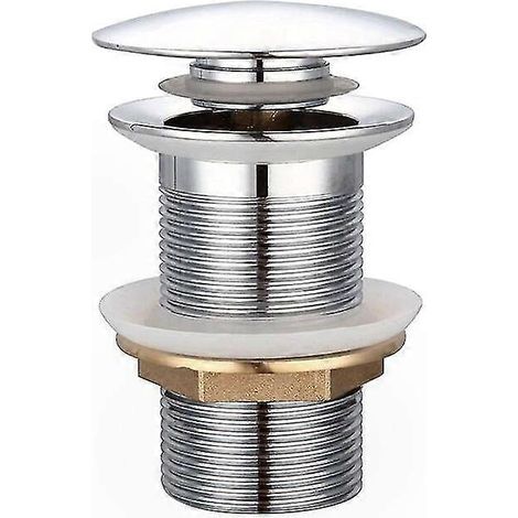 Bouchon de vidange automatique en cuivre chromé pour lavabo sans trop-plein, 1 1/4 pouce, adaptable universellement, stopper d'évacuation pour vasque, finition nickelée brillante (1/5)
