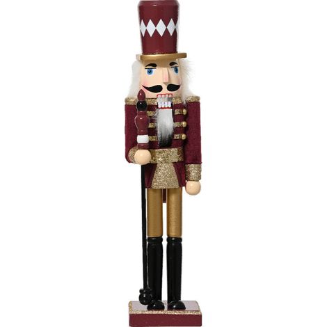 Soldatino schiaccianoci natalizio con vestito rosso per decorazioni natalizie, da 38 cm (1/4)