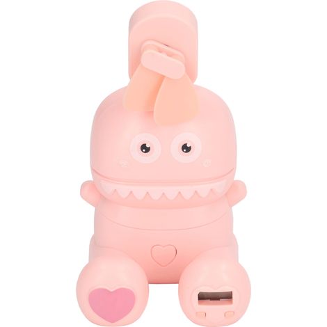 Mini-Ventilatoruhr in Cartoonform, faltbarer Handyhalter, wiederaufladbarer elektrischer Autoventilator per USB, rosa. (1/5)