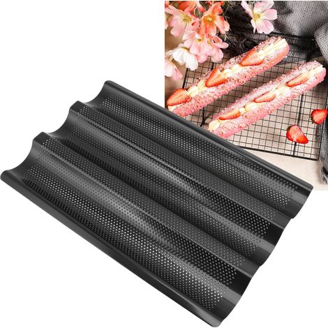 Baguette noire, moule à pain français en forme de U, plaque de cuisson antiadhésive (1/5)
