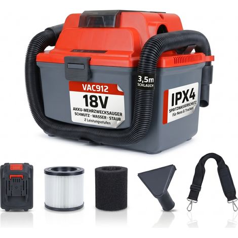 STAHLMANN VAC912 Akku Nass Trockensauger 18V – Kabelloser Nasssauger für Auto, Werkstatt & Garage  Saugt Nass & Trocken  Bläst  HEPA (1/5)