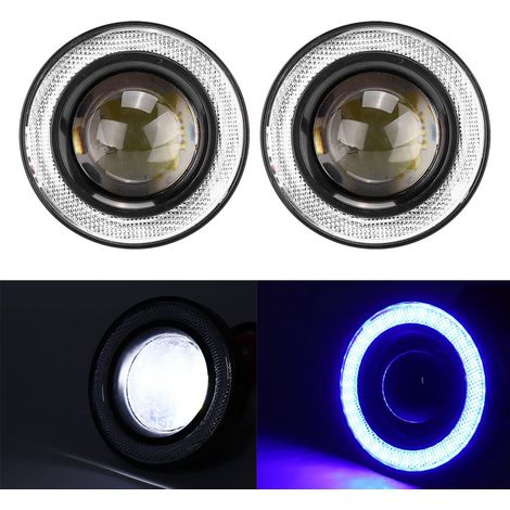 Paar 3,5-Zoll-LED-Nebelscheinwerfer mit Angel Eyes und COB-LED, universeller Ersatz für PKW, SUV und LKW, weißes Licht (1/5)