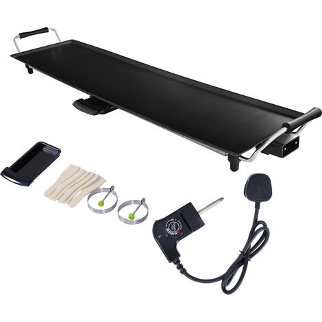 Piastra elettrica per grill da interno, 1800W, temperatura regolabile, 90x23 cm