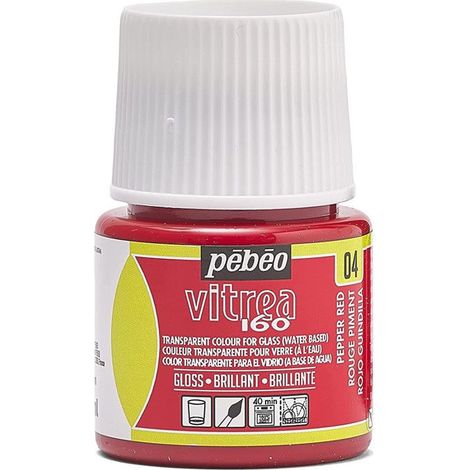 Peinture pour le verre - Pébéo - Vitrea 160 - Rouge Piment - 45 ml - Brillant (1/3)