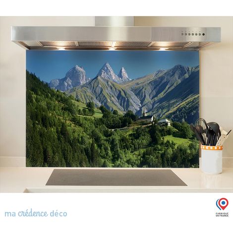 Fond de hotte : Cime d'Arves, Grandes Rousses, Alpes - Verre trempé - 90 cm - 60 cm (1/5)