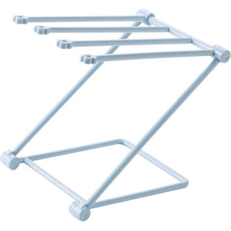 Küchenhandtuchhalter für die Arbeitsplatte, 4 Arme, klappbar, vertikaler Handtuchhalter, hellblau (1/5)