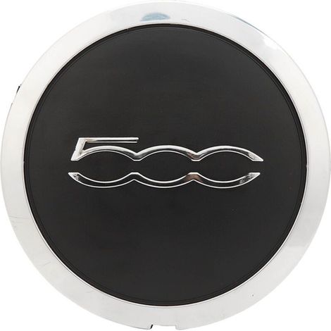 Centre Moyeu. Capuchon Central de Roue avec Garniture Chromée. 68078419AC Remplacement de Capuchon Central de Moyeu pour FIAT 500. Capuchons de Moyeu Central de Roue de Voiture Noir. (1/5)