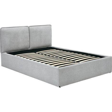 Letto contenitore con rivestimento sfoderabile 160 x 200 cm - Tessuto - Grigio chiaro - TENESE (1/5)