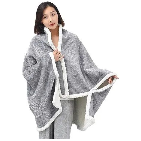 Châle D'Épaule Chaud Multifonction Châle de Couverture Chauffante en Peluche pour Voiture Canapé Lit Voyage et Bureau (1/5)