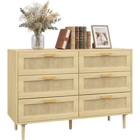 Commode, 6 tiroirs, chêne, 110 × 40 × 75 cm, panneau de particules mélaminé, 18 kg (1/5)