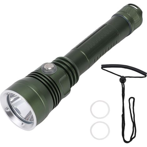 Lampe Torche Plongée Étanche 80m, Poignée Lumineuse Longue Portée en Aluminium pour Récupération Sous-Marine et Secours (1/5)