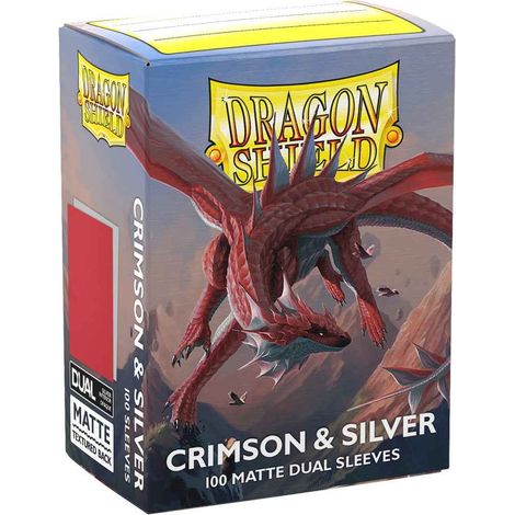 100 Dragon Shield Kartenhüllen: Matte Dual Crimson & Silver Sleeves