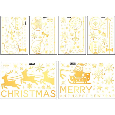Pegatinas navideñas para ventanas , calcomanías, adhesivos para ventanas, decoraciones para fiestas temáticas navideñas, artículos para Año Nuevo
