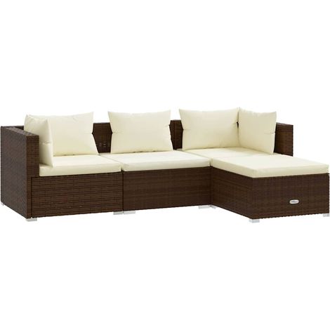 Maison Exclusive - 4-tlg. Garten-Lounge-Set mit Kissen Poly Ratta (1/5)