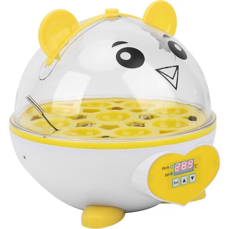 Incubateur semi-automatique domestique petit format 9 œufs pour poulets, canards, oiseaux, pigeons, cailles (jaune) (1/5)