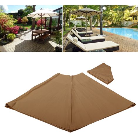 Funda de repuesto para sombrillas de jardín – poliéster impermeable y resistente a los rayos UV – apta para sombrillas de 8 brazos – color caqui – 3 m (1/5)