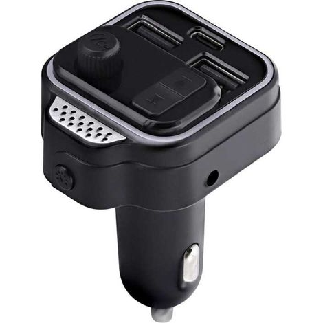 Transmisor FM Bluetooth T'nB FMCT09 kit manos libres negro, Bluetooth 5.0, carga USB-C turbo 30 W, hasta 64 Go