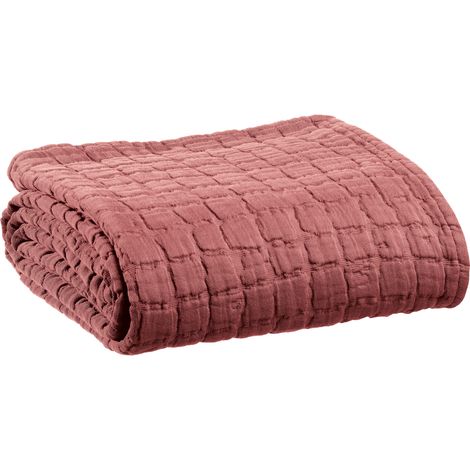 VIVARAISE - Jeté de lit Swami en coton 100 % - Terracotta - 180 x 260 cm