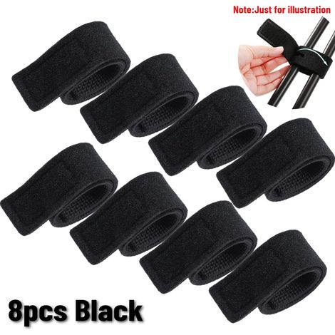 Sangles élastiques pour fixer les cannes à pêche – Fixation facile et réutilisable, accessoire de rangement pour canne à pêche, 8 pièces, noir (1/4)