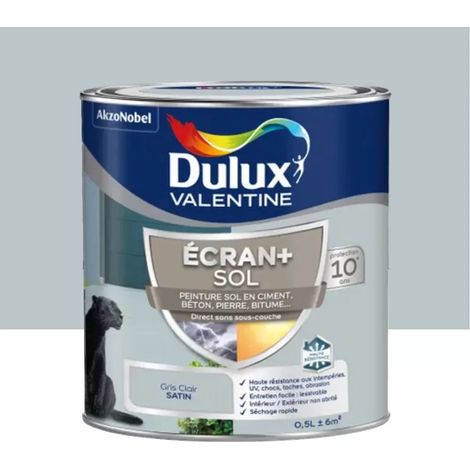 Peinture DULUX VALENTINE Ecran+ Sol Gris Clair Satin 0,5 L (1/3)