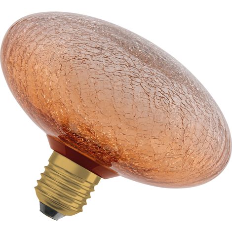 OSRAM Lampe LED  DECOR FLAT en verre craquelé, plate Ø150 mm, orange, E27, 3,5 W, 300 lm, 2 700 K, blanc chaud, IP20, look vintage