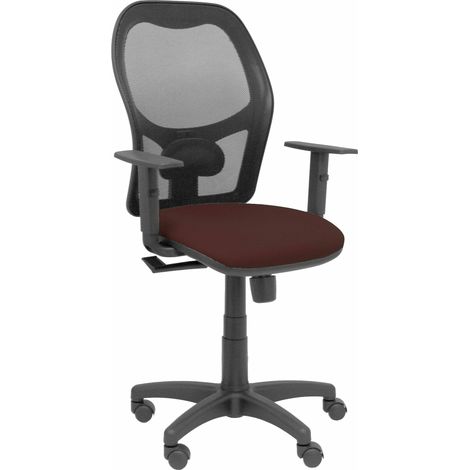 Chaise Alocén maille noire siège bali marron foncé accoudoirs réglables marron foncé