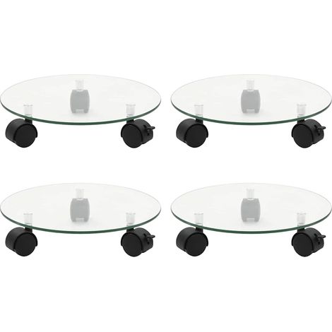 Supports roulants à plantes 4 pcs 28 cm Verre trempé Rond (1/4)