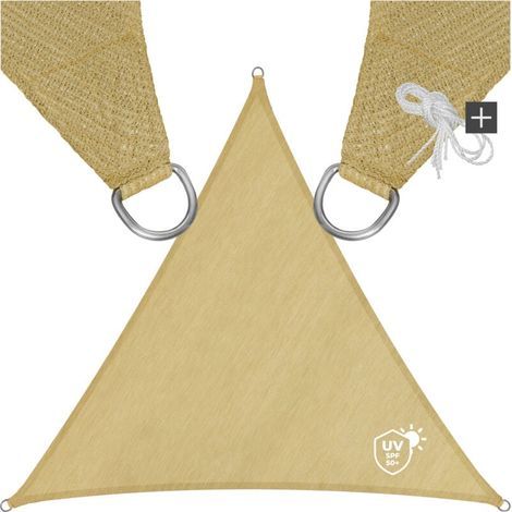 Voile d'ombrage triangulaire, tissu Oxford, jaune sable, 2M×2M×2M (1/5)