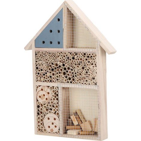 Maison en bois, abri d'hôtel pour abeilles, nichoir de décoration de jardin pour nidification dans les cavités, avec matériau en (1/4)