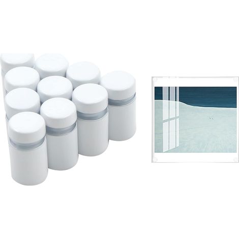 Werbeschrauben, Glasabstandshalter, Spiegelclips, Befestigungsschrauben - 12 Stück, Schildabstandshalter, Schildhalterungs-Abstandsschrauben für Glas, Edelstahl (Weiß, 12 x 20 mm)