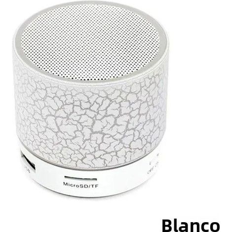 Blanc, mini enceinte Bluetooth portable avec LED, USB/SD, basses renforcées, MP3, compatible smartphone et PC (1/5)