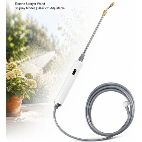 Spruzzatore elettrico in acciaio inox con tubo retrattile da 28-48 cm, ugello regolabile e batteria ricaricabile per il giardino. (1/5)
