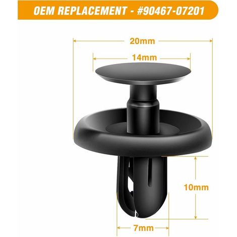 Clip en plastique universel, 100 pièces, pour Toyota/Lexus 9046707201 noir (1/4)