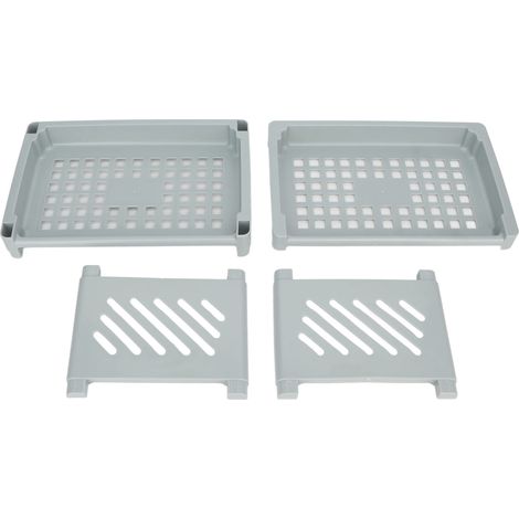 Range-bureau étagère de rangement 2 niveaux, PP ajouré, pour salle de bain et table (1/5)