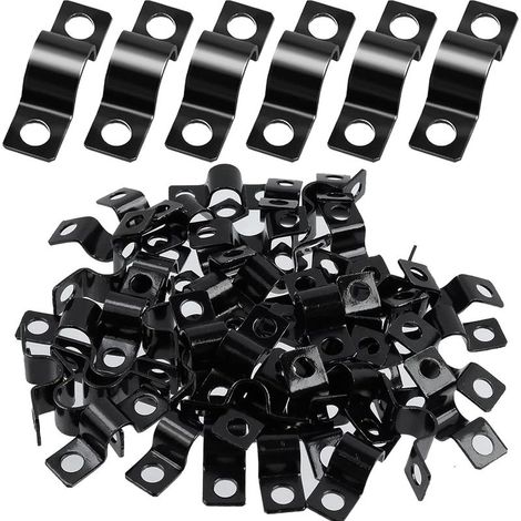 60 Pièces Colliers de Serrage en U, Collier Serrage, Fixation Grillage Rigide 6 mm, Collier de Fixation Tuyau pour Attache Tube, Attache Fixer Grillage Rigide Traille Trou (1/5)