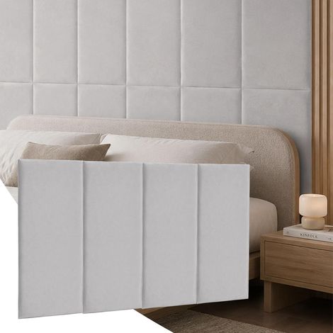 Lot de 4 coussins muraux autocollants en velours pour lit - 50 x 30 (1/5)