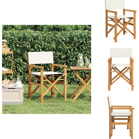 Chaise de metteur en scène pliante crème bois teck massif - Chaise De Metteur En Scène - Chaises De Metteur En Scène - Chaise De Metteur En Scène Pliante - Chaise De Metteur En Scène D'extérieur (1/5)