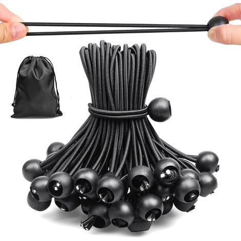 Lot de 50 tendeurs élastiques 15 cm, sandow élastique pour bâches, tentes de camping, auvents et stockage extérieur (1/5)