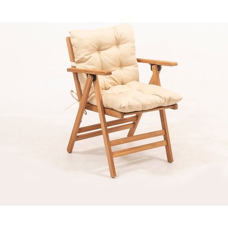 Silla plegable de jardín en madera con cojines Selka