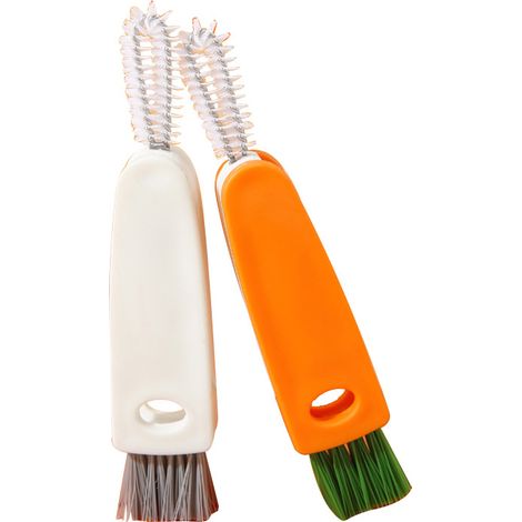 Sollbry 2 pcs brosses de Nettoyage Multifonctions 3 en 1 pour Couvercle de Bouteille d'eau, Couvercle de Bouteille, rainure, suceur Plat, Mini Outil de Lavage pour la Maison et la Cuisine(2 Couleurs 1 (1/4)