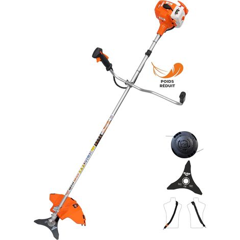 RURIS Débroussailleuse Thermique RR241 BRAVO - Moteur 2 Temps 24 cm³, 1 CV, Poids Léger 3,8 kg, Harnais Inclus, Arbre rigide, Largeur de Coupe 255 mm (1/5)