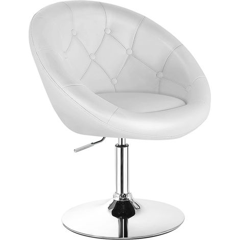 COSTWAY Barhocker Höhenverstellbar, Barstuhl mit Lehne, Sitzhocker 360° drehbar aus Kunstleder & Metall, Schminktisch Stuhl für Lounge Büro Bar Arbeitszimmer, Weiß (1/4)