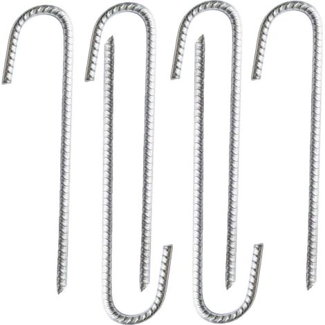 Confezione da 6 picchetti di ancoraggio J-Bar in acciaio zincato per impieghi gravosi - per tendoni, 30 cm (1/5)