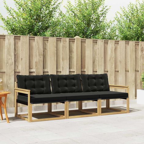 vidaXL Outdoor-Sofagarnitur mit Kissen 3 pcs Weiß und Schwarz (1/5)