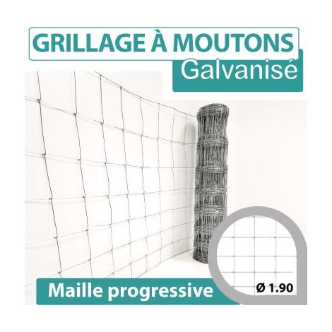 Cloture & Jardin – Grillage souple à moutons 0,8 m – Maille progressive 15 cm – Acier galvanisé 50 m – 8 fils horizontaux (1/7)