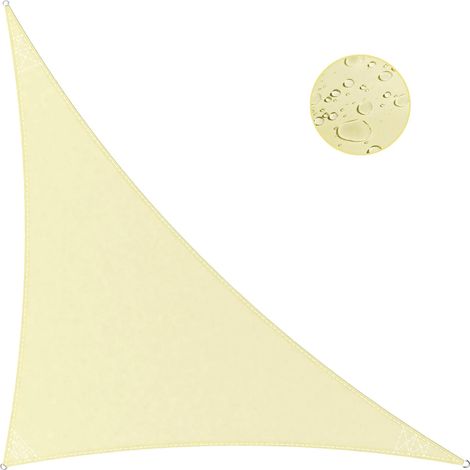Voile d'ombrage triangulaire 4 x 4 x 5,7 m, imperméable et respirante, protection UV à 98 %, idéale pour le jardin, la terrasse et les espaces extérieurs - Jaune clair (1/5)