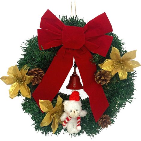 Décorations pour couronnes de Noël, décorations pour sapin de Noël : petites fleurs dorées, oursons, clochettes, nœuds (1/4)